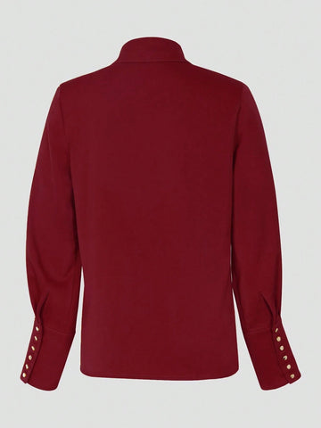 Women's Fashion Long Sleeve Solid Color Shirt