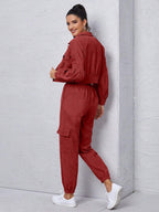Mulvari Corduroy Flap Detail Jacket With Tie Front Cargo Pants shein