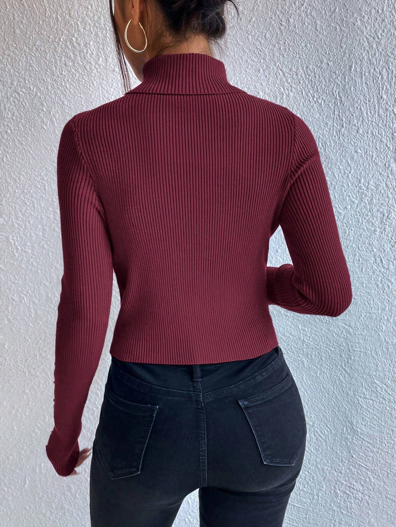 Privé Turtleneck Button Detail Sweater shein