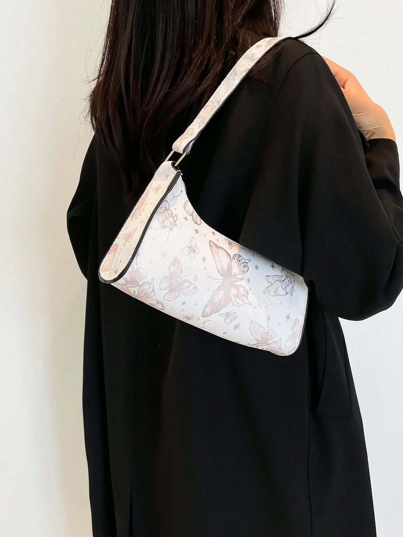 Fashion Women Handbag PU Leather Solid Color Casual Shoulder Bag With Texture shein