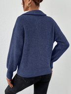 Frenchy Half Zip Drop Shoulder Grain Sweater shein