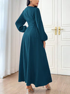 Modely Women's Solid Color Simple Daily Long Sleeve Dress shein