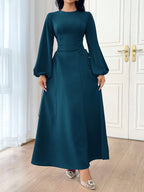 Modely Women's Solid Color Simple Daily Long Sleeve Dress shein