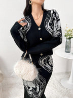 Modely 2pcs Set Casual Front Button Blouse And A-Line Skirt shein
