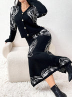 Modely 2pcs Set Casual Front Button Blouse And A-Line Skirt shein