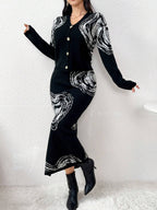 Modely 2pcs Set Casual Front Button Blouse And A-Line Skirt shein