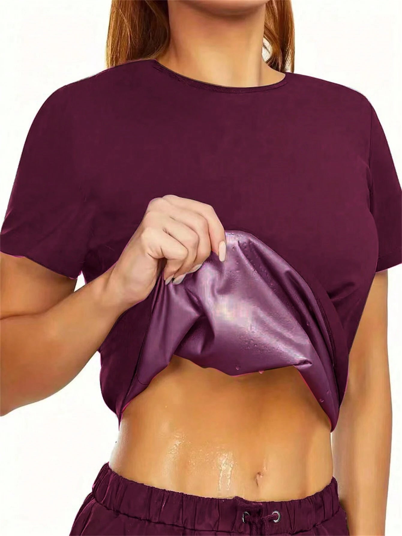 Women's Sweat Enhancing Workout Top Short Sleeve T-Shirt shein