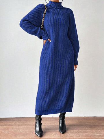 Essnce Turtleneck Raglan Sleeve Sweater Dress Without Belt shein