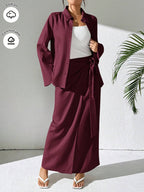 Mulvari 2pcs Women's Casual Button-Up Shirt And A-Line Skirt Set shein