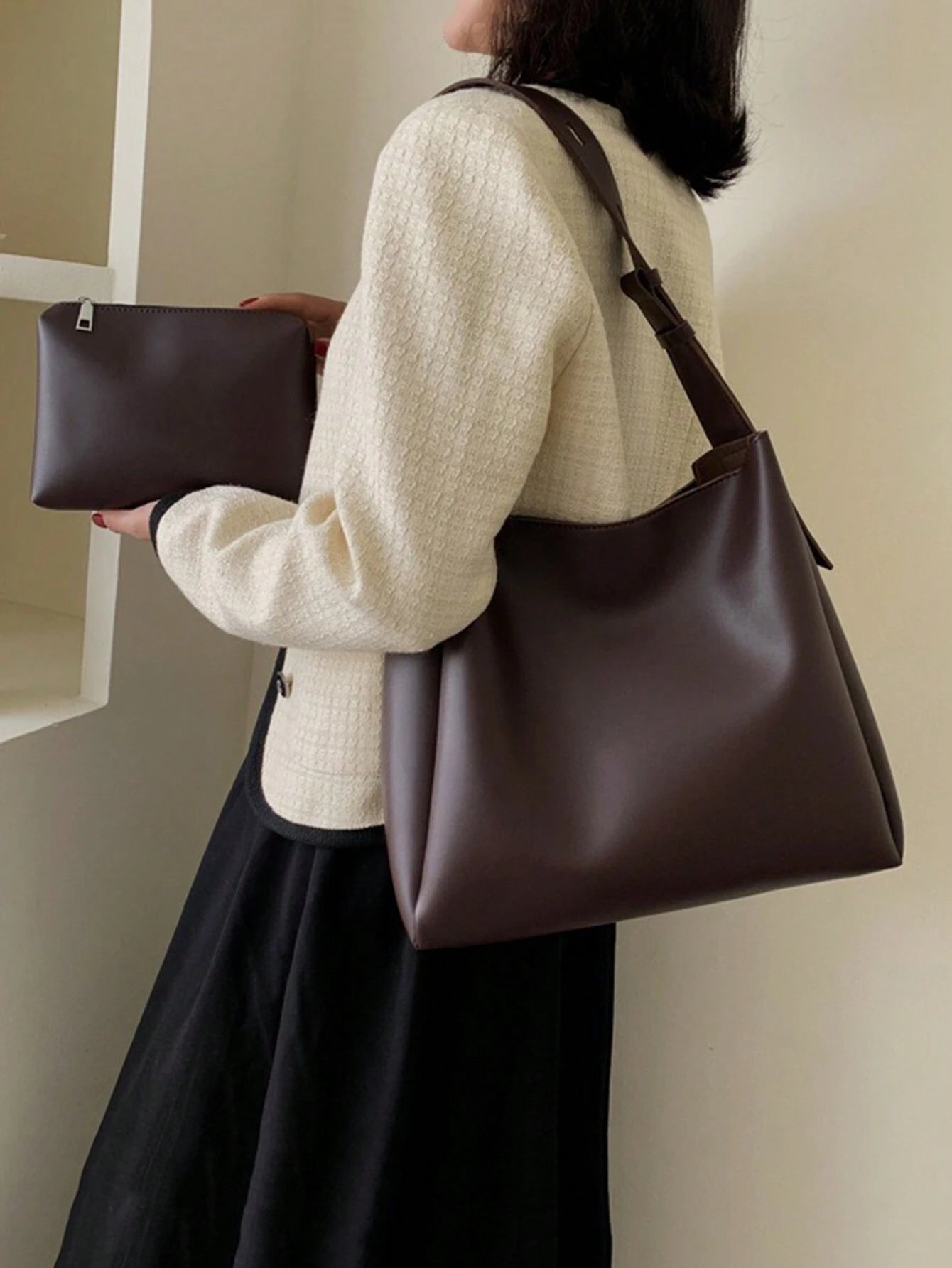 Slouchy Style Cylinder Bag Vintage Shoulder Crossbody Bag shein