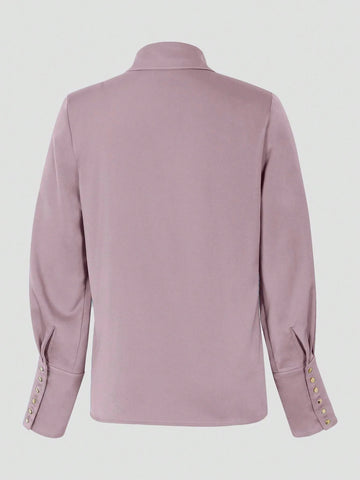 Women's Fashion Long Sleeve Solid Color Shirt