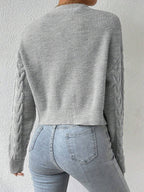MOOSTA Drop Shoulder Cable Knit Cardigan & Crop Knit Top shein