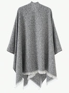 1pc Women Shawl Classic Striped Colorblock Pattern Windproof Buckle Shawl Coat