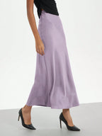 Women's Fashion Casual Stretch Silk Satin Texture Satin Skirt shein