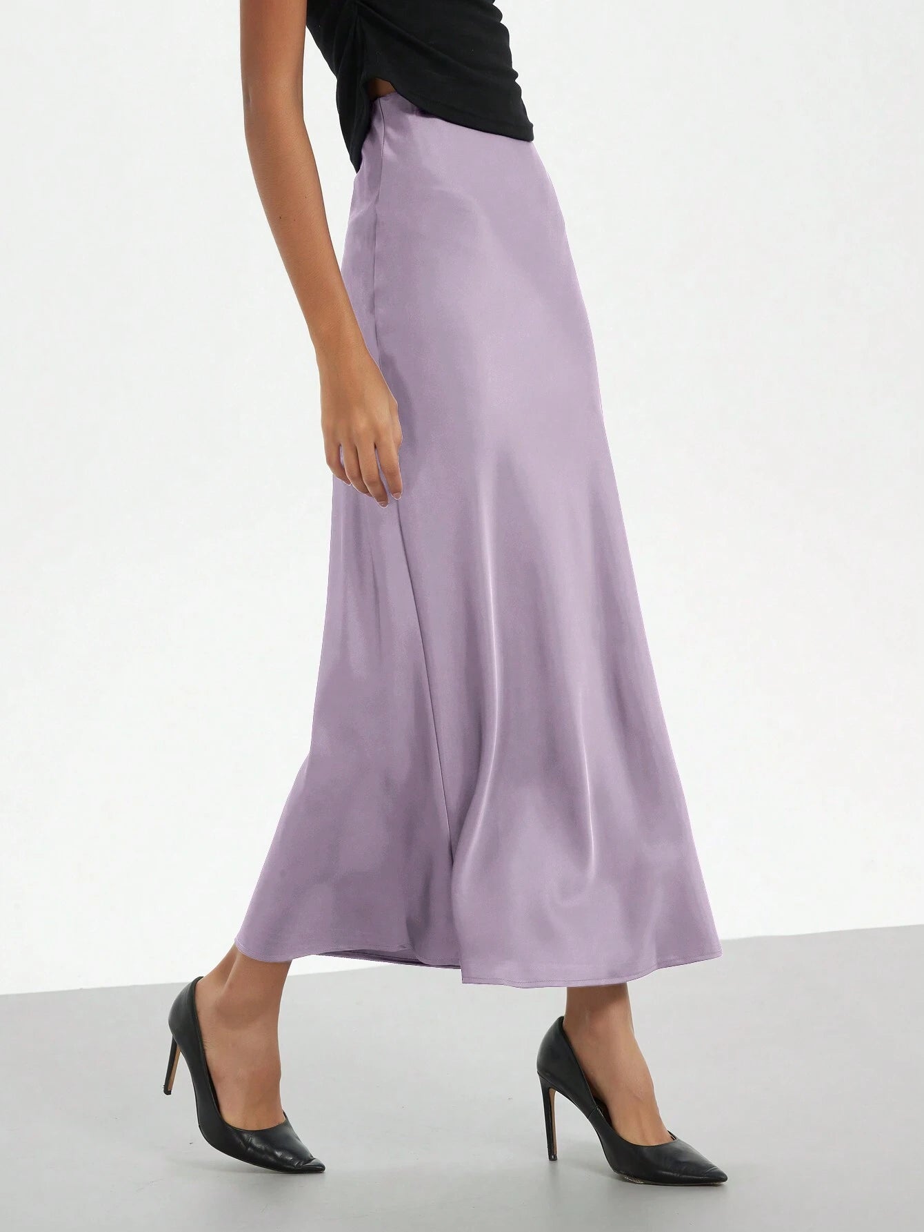 Women's Fashion Casual Stretch Silk Satin Texture Satin Skirt shein