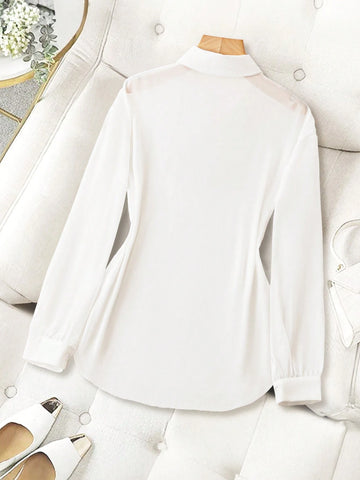 ChicEase Basic Transparent Plain Simple Collared Shirt