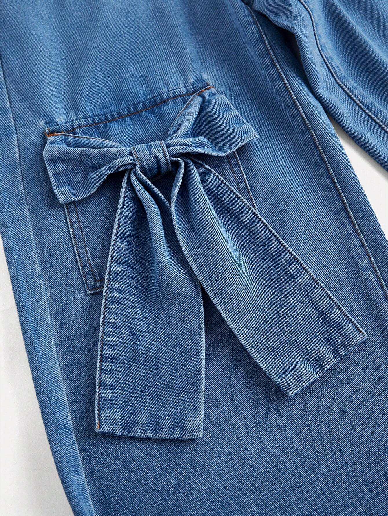 MOD Women's Bow Decor Wide Leg Loose Casual Denim Jeans shein