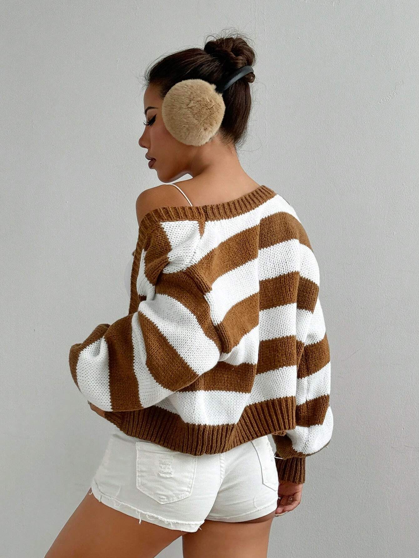 MOOSTA Loose-Fit Color-Block Slouchy Cardigan With Long Sleeves shein