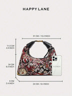 Luxurious Embroidered Floral Vintage-Style Handbag shein