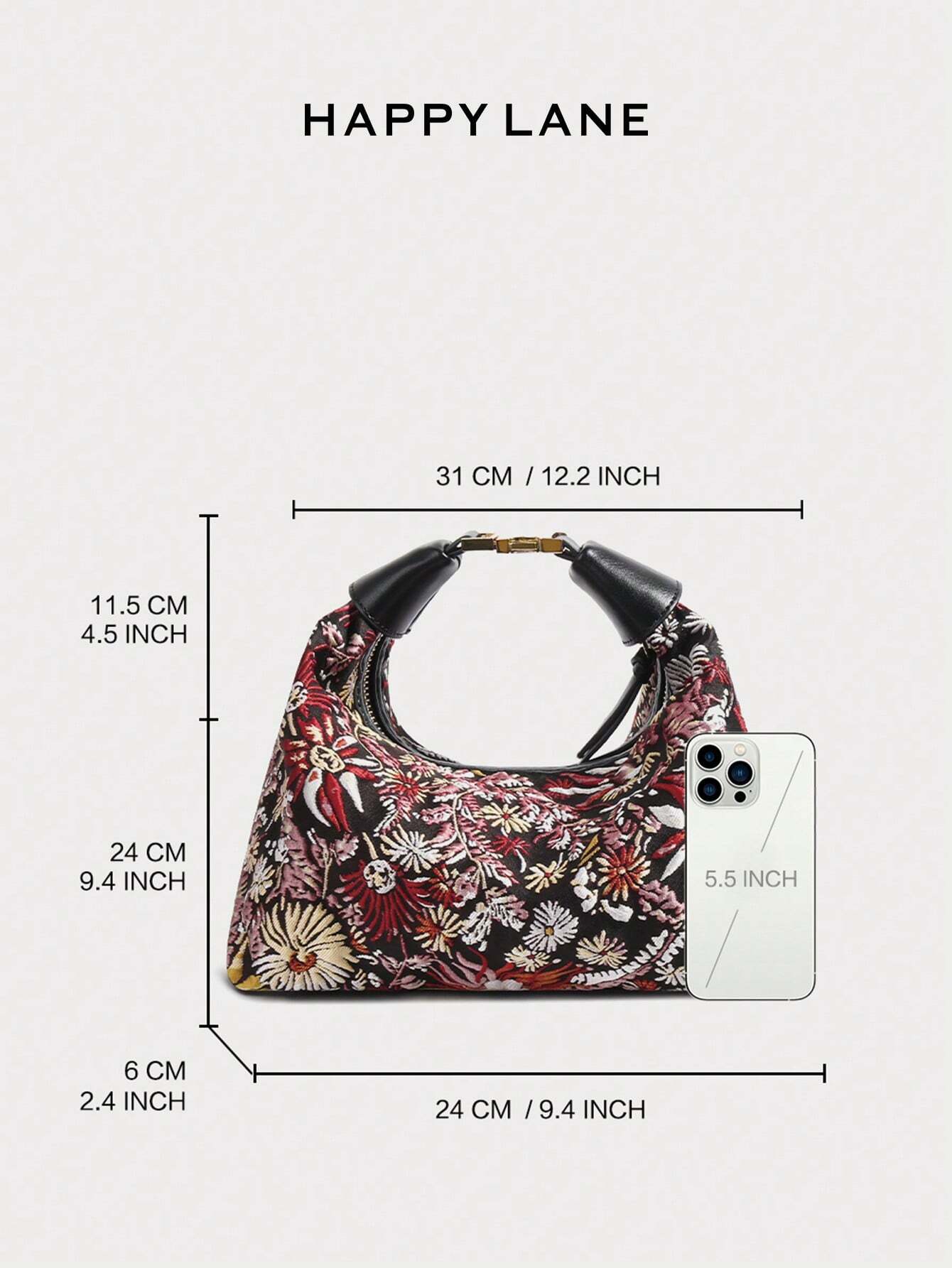 Luxurious Embroidered Floral Vintage-Style Handbag shein