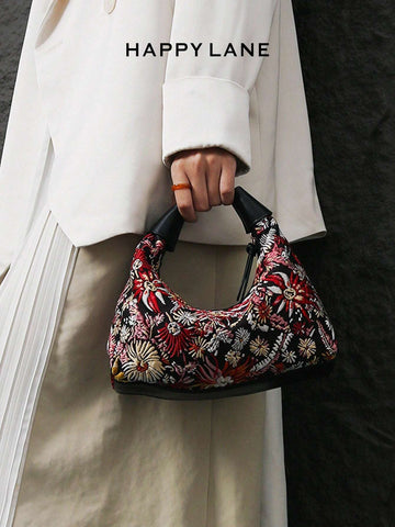 Luxurious Embroidered Floral Vintage-Style Handbag