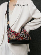 Luxurious Embroidered Floral Vintage-Style Handbag shein
