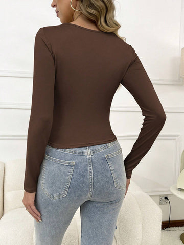Women's Solid Slim Fit Cropped T-Shirt