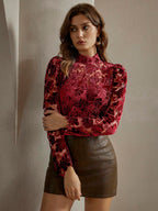 Anewsta 2pcs Sexy Wine Red Laser Cut Crop Top, For Party shein