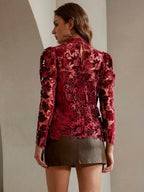Anewsta 2pcs Sexy Wine Red Laser Cut Crop Top, For Party shein