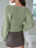 DAZY Sweetheart Neck Raglan Sleeve Sweater shein