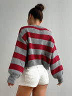 MOOSTA Loose-Fit Color-Block Slouchy Cardigan With Long Sleeves shein