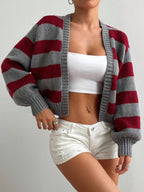 MOOSTA Loose-Fit Color-Block Slouchy Cardigan With Long Sleeves shein