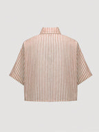 MOOSTA Striped Cropped Relaxed Casual Women Oversized Cuffed Sleeve Blouse shein