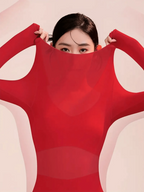 2 Pcs Women's Seamless Ultra-Thin Thermal Underwear - Soft & Comfy Long Sleeve Round Neck Top shein