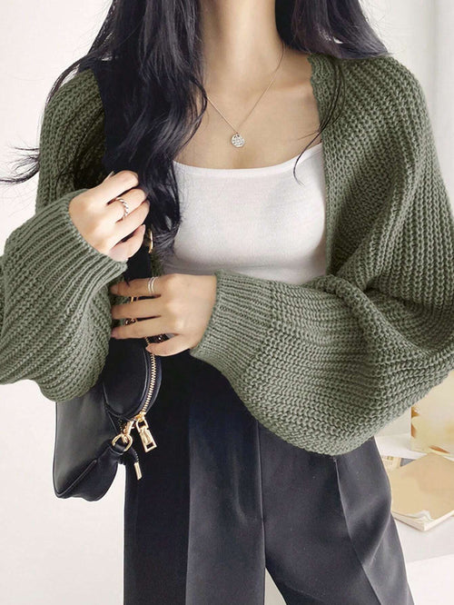 DAZY Women Plain Long Sleeve Minimalist Cardigan shein