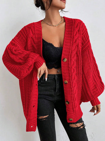 Frenchy Bishop Sleeve Button Up Cardigan