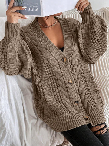 Frenchy Bishop Sleeve Button Up Cardigan