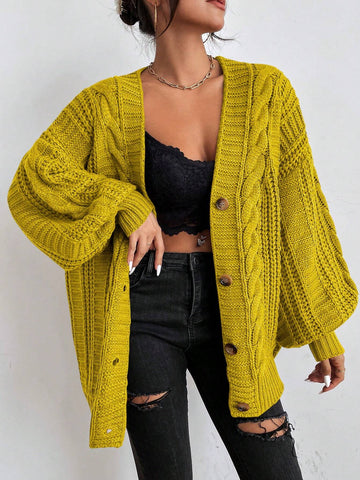 Frenchy Bishop Sleeve Button Up Cardigan