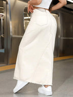 EZwear Women's Basic Button Front Denim Mini Skirt shein