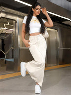 EZwear Women's Basic Button Front Denim Mini Skirt shein