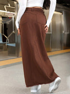 EZwear Women's Basic Button Front Denim Mini Skirt shein