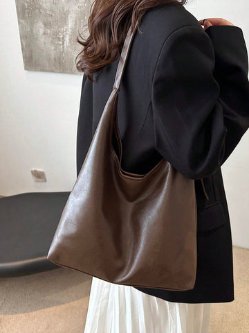 New Fashion All-Match Texture Solid Color PU Shoulder Bag