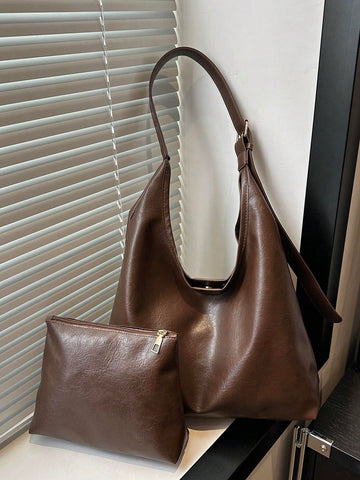 New Fashion All-Match Texture Solid Color PU Shoulder Bag