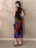 AZ Printed Ruched Sleeveless Dress With Elastic Waist shein