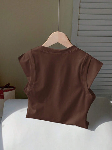 Comfortcana Women Casual Solid Color 2 In 1 T-Shirt