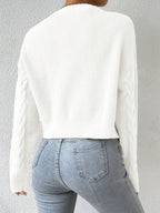 MOOSTA Drop Shoulder Cable Knit Cardigan & Crop Knit Top shein