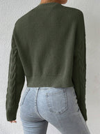 MOOSTA Drop Shoulder Cable Knit Cardigan & Crop Knit Top shein