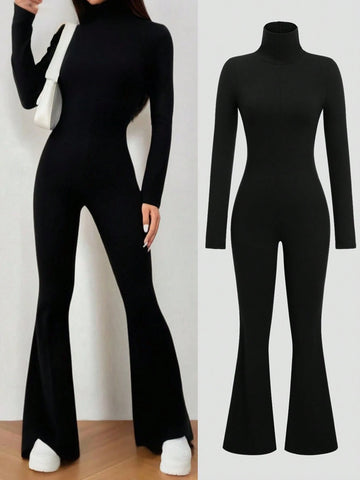 MOOSTA High Neck Cutout Bodycon Flare Jumpsuit