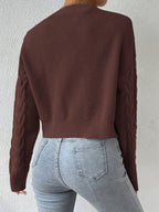 MOOSTA Drop Shoulder Cable Knit Cardigan & Crop Knit Top shein