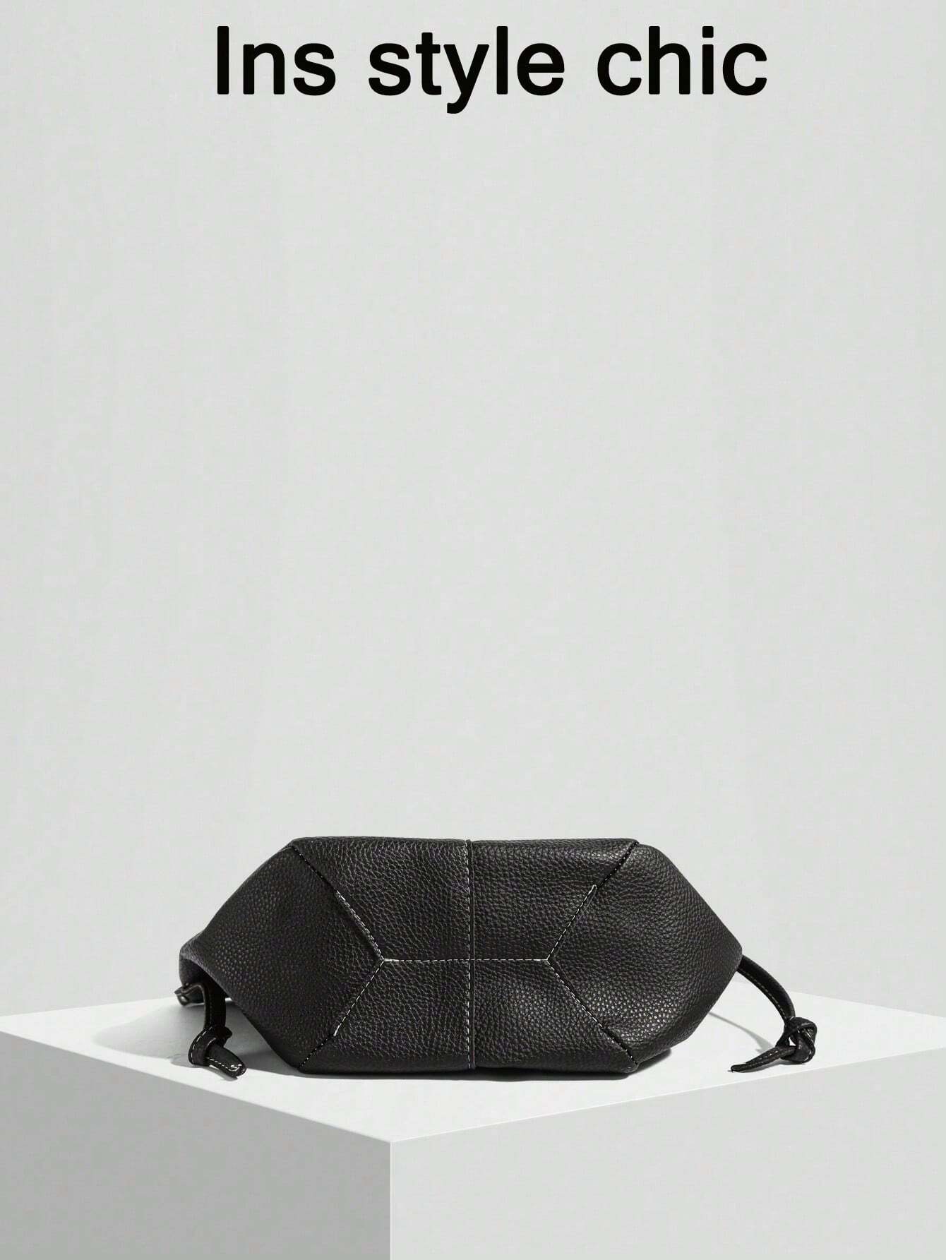 The New Fashion Classic Large-Capacity Solid Color Pu Waterproof Fabric Double-Handle Shoulder Bag Quilted Embroidery Thread Design Tote Bag shein